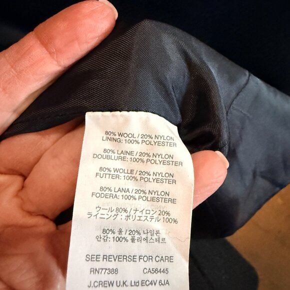 J. Crew Melton Wool Classic Pea Coat Jacket Black plus size 4 - Picture 9 of 9